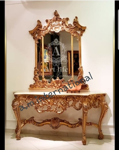 फ़्रेम के साथ हस्तनिर्मित डिज़ाइनर वुडन कैनसोल