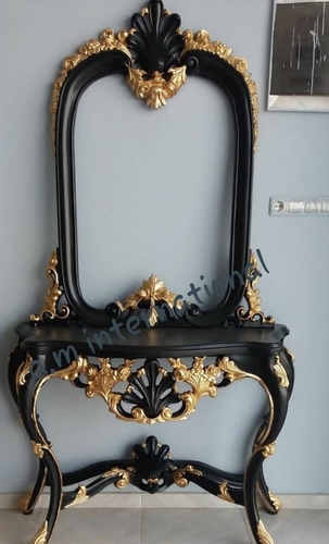 फ़्रेम के साथ हस्तनिर्मित लकड़ी का एंटीक कंसोल टेबल