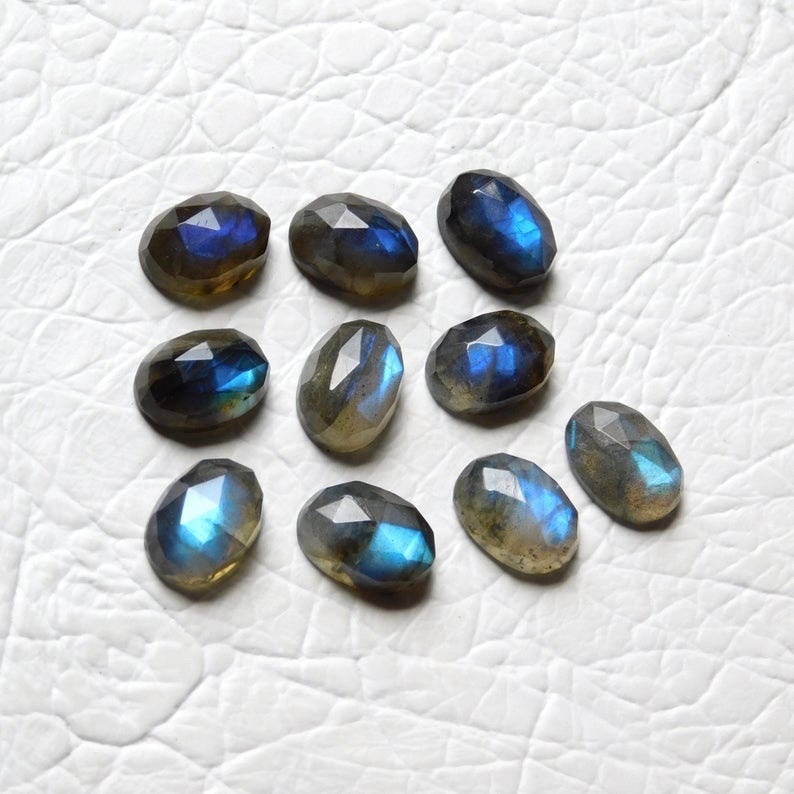 Labradorite Loose Gemstone - 4x5mm Rose Cut Oval | Aaa Quality, Natural Treatment, Gray Color, Excellent Cut