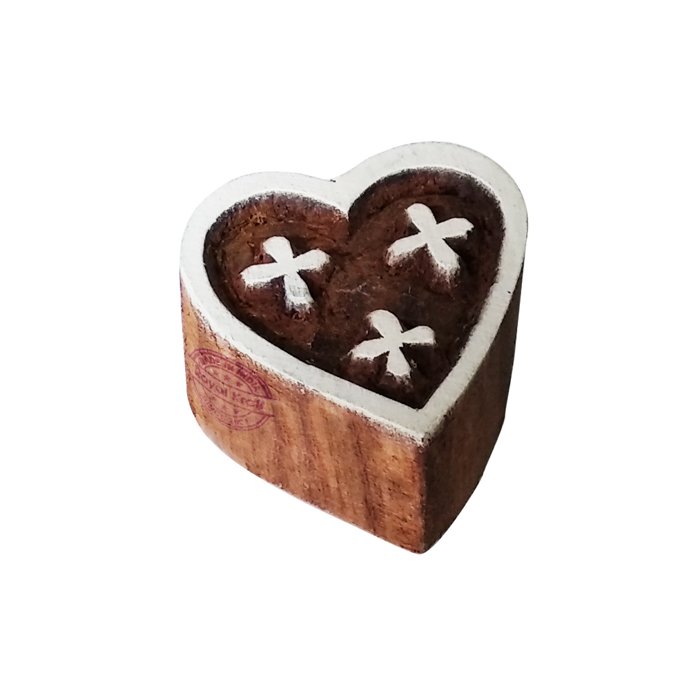 Small Heart Wooden Block Printing Stamps Core Material: Wood