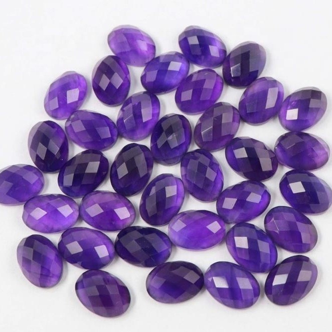 10x12mm African Amethyst Rose Cut Oval Loose Gemstones Grade: Aaa