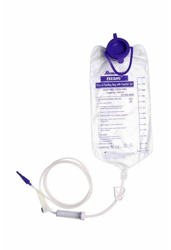 Enteral Feeding Bag - 1.2 Liter Capacity with Ice Pouch, Sterile Disposable, Flow Control Roller, Waterproof and Recyclable Features