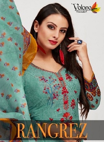 Multi Color Volono Trendz Rangrez Vol 1 Cotton Print With Embroidery Dress Material Catalog