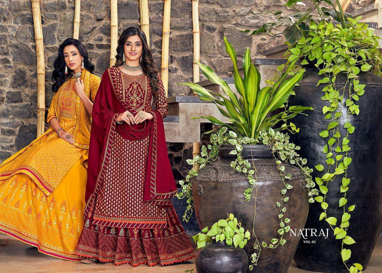 Multi Color Rangoon Natraj Vol 3 Rayon Print With Embroidery Work Readymade Suit Catalog