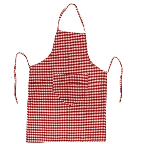 Red Cotton Apron - Cotton, Durable Design, Check Pattern, Vibrant Red Color | Ideal for Kitchen Use, Efficient Cooking Companion
