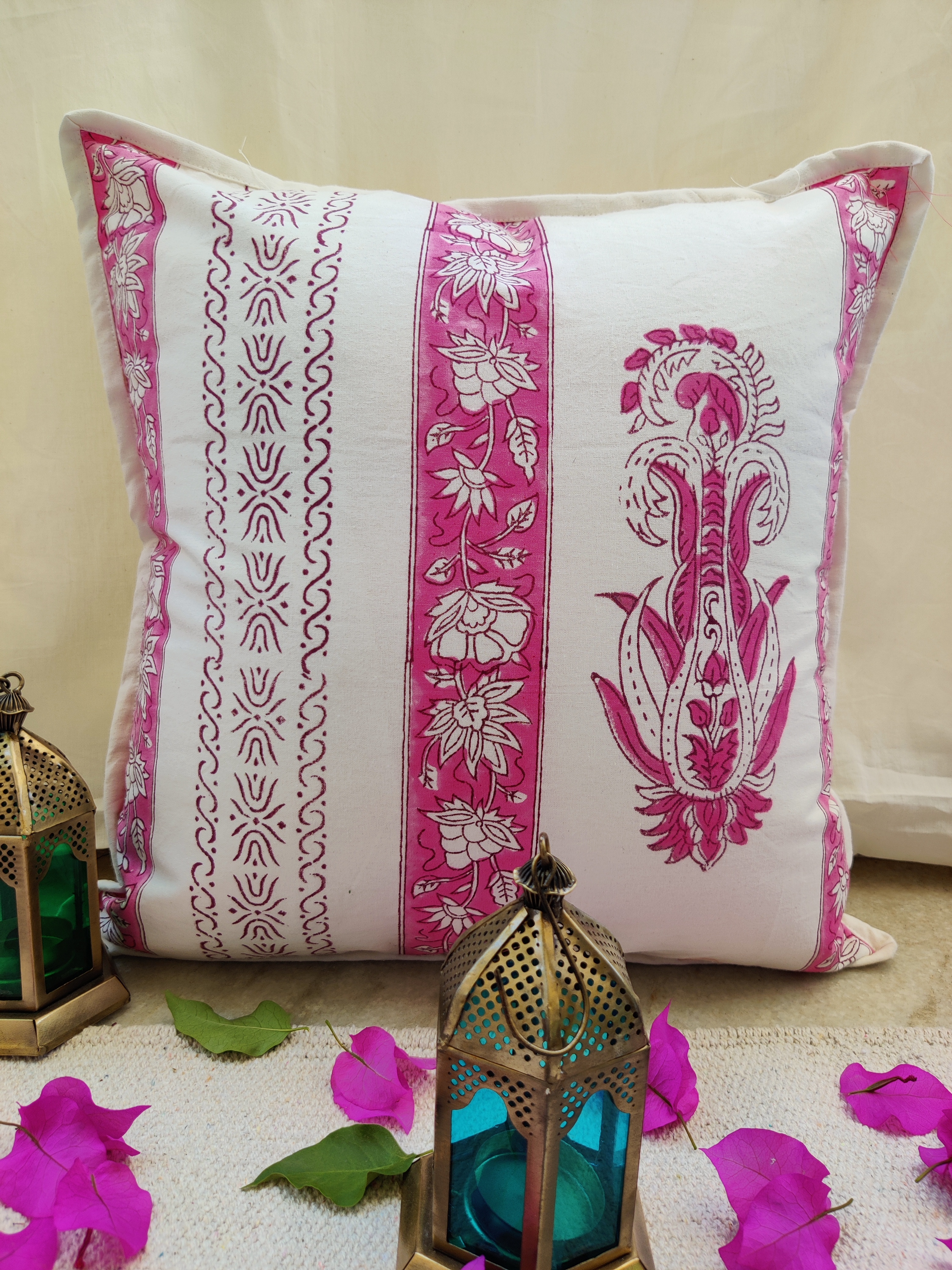 Cushion Cover - 100% Cotton, 16x16 Inch Square | Customized Sizes, No Zipper, Printed For Home, Garden And Hotel Use