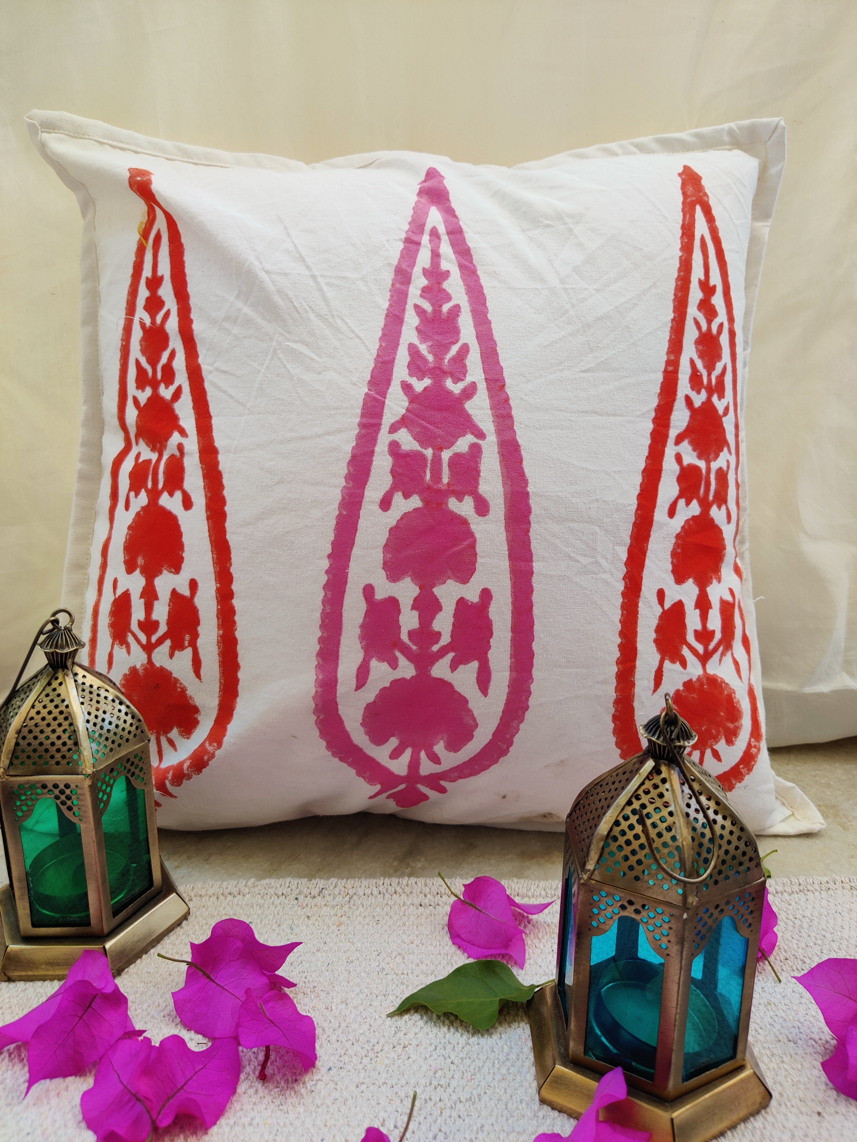 Cushion Cover - 100% Cotton, 16x16 Inch Square | Customized Sizes, No Zipper, Printed For Home, Garden And Hotel Use