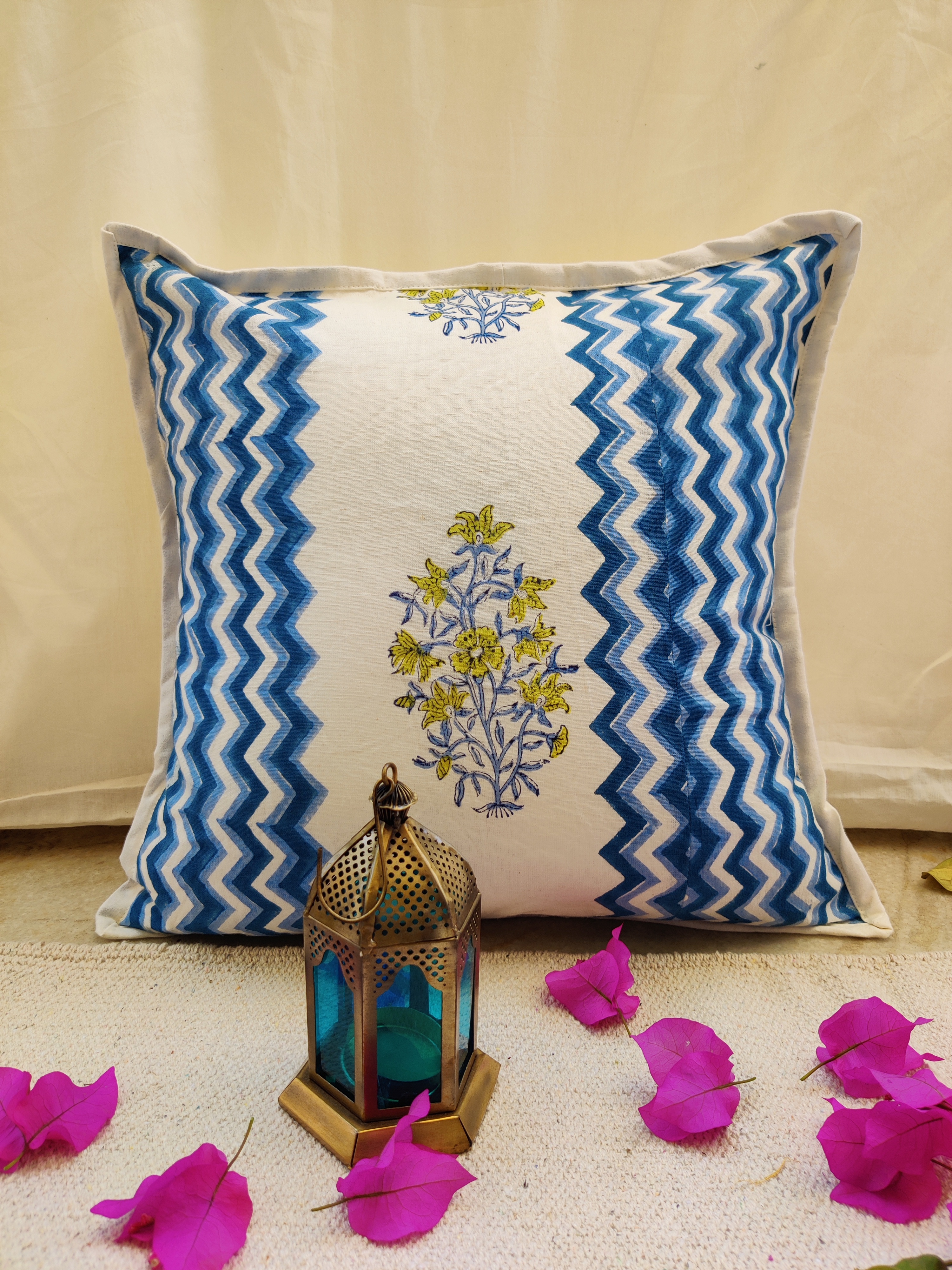 Cushion Cover - 100% Cotton, 16x16 Inch Square | Customized Sizes, No Zipper, Printed For Home, Garden And Hotel Use