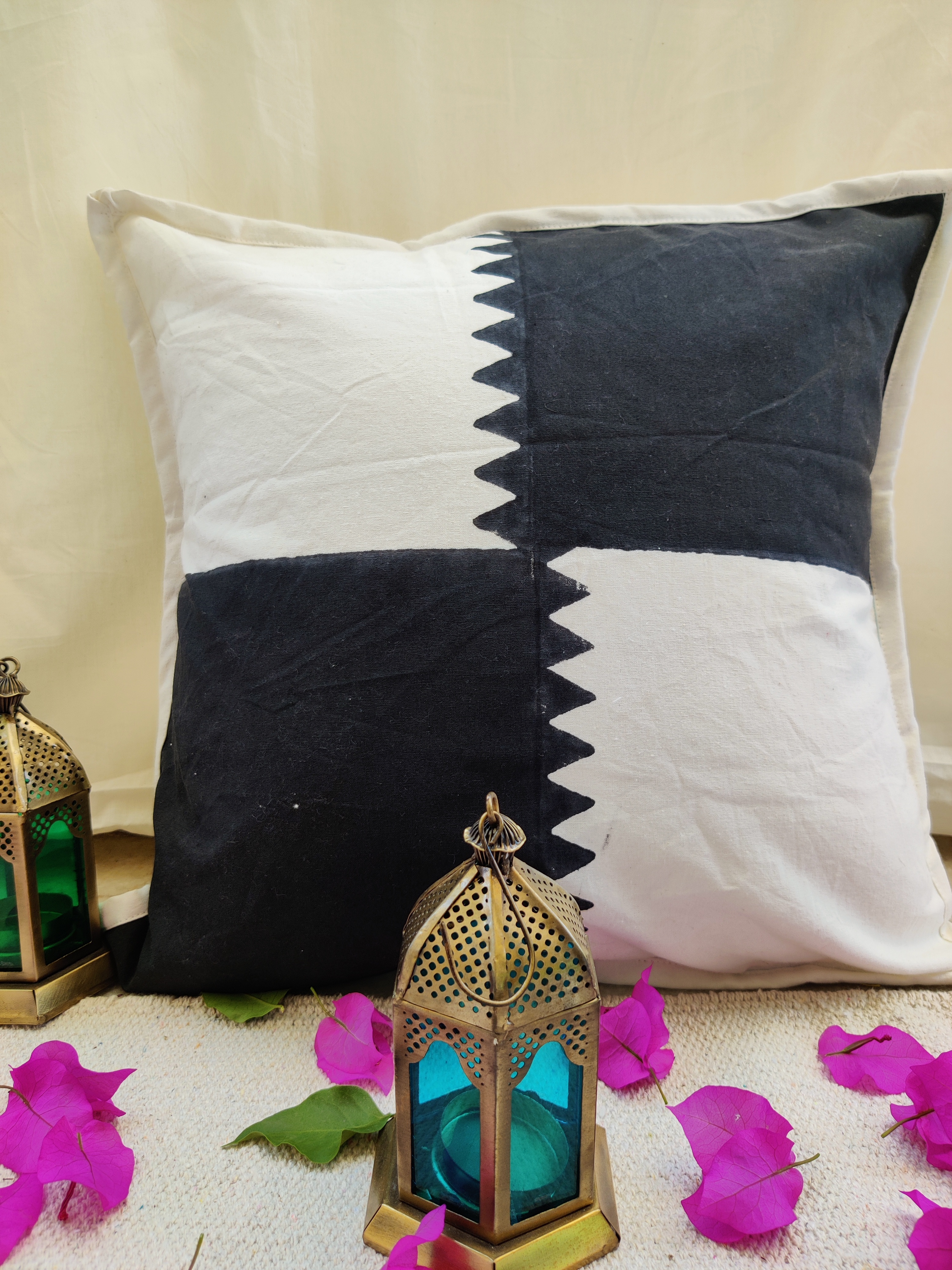 Cushion Cover - 100% Cotton, 16x16 Inch Square | Customized Sizes, No Zipper, Printed For Home, Garden And Hotel Use