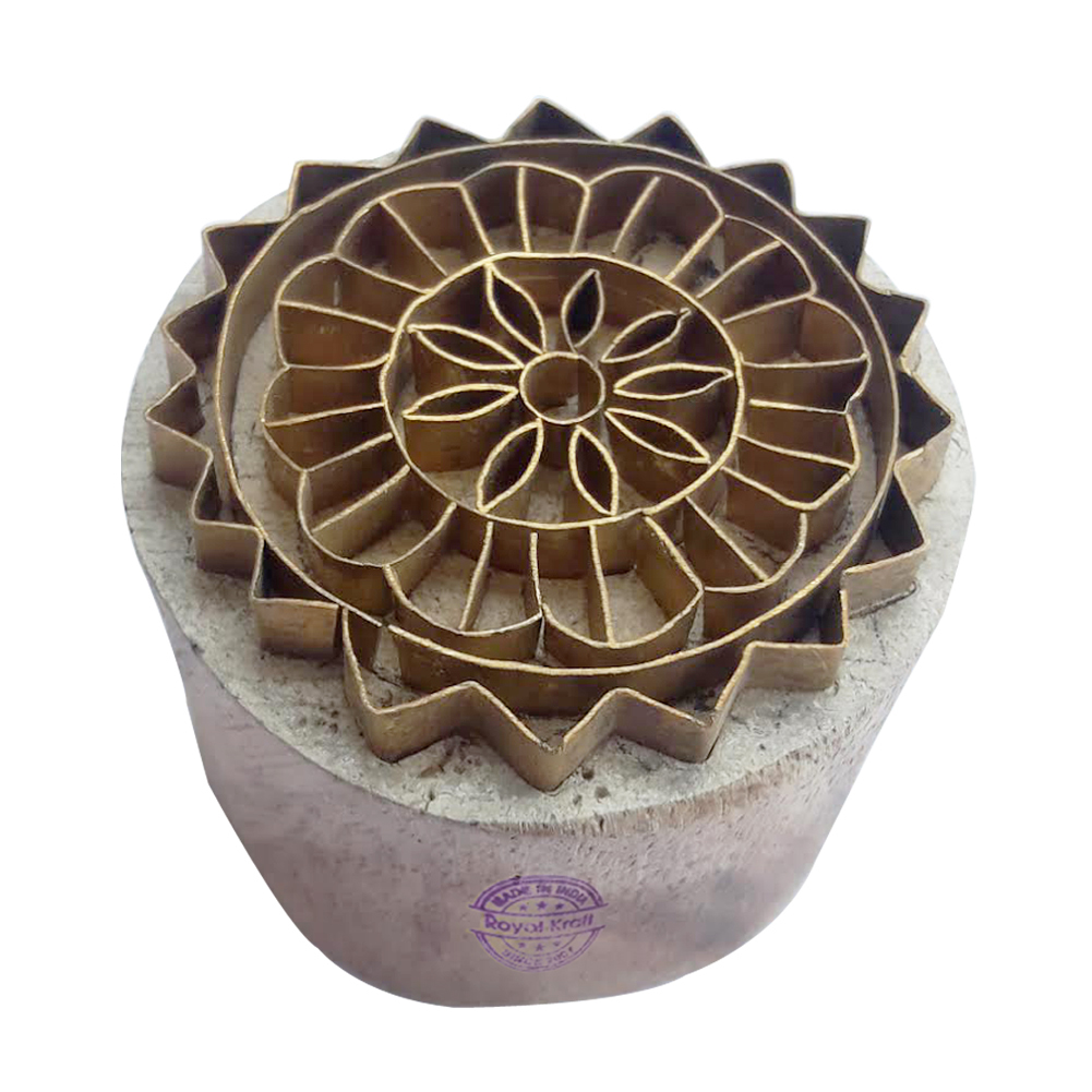 Round Wooden Block Printing Stamps Core Material: Wood Brass