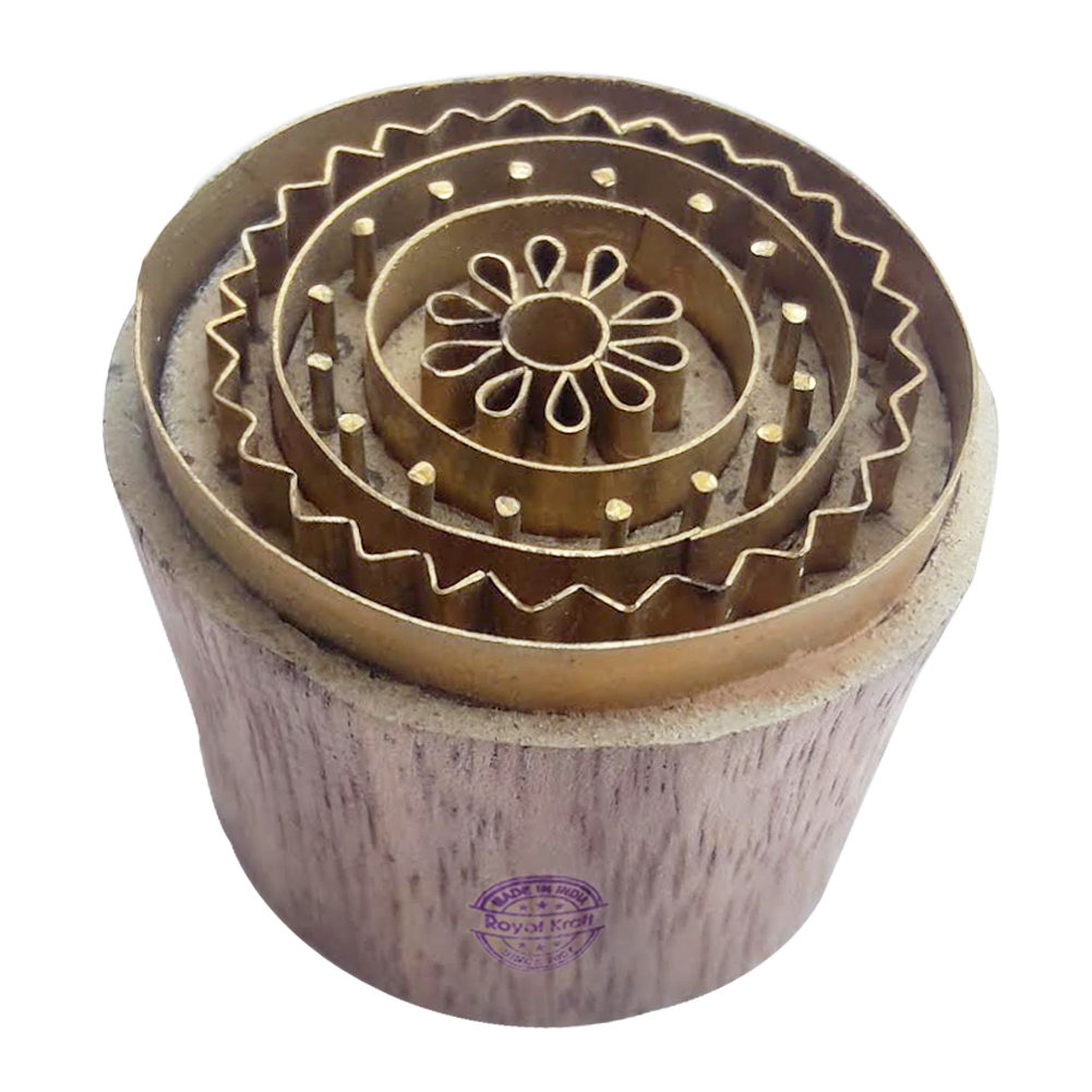 Round Wooden Block Printing Stamps Core Material: Wood Brass
