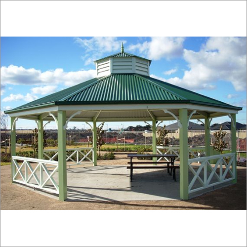 Outdoor Gazebo - Waterproof Mild Steel Pyramid Design | Green Finish for Hotels, Restaurants, and Villas