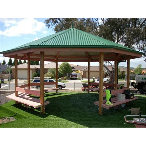 Outdoor Gazebo - Waterproof Mild Steel Pyramid Design | Green Finish For Hotels, Restaurants, And Villas