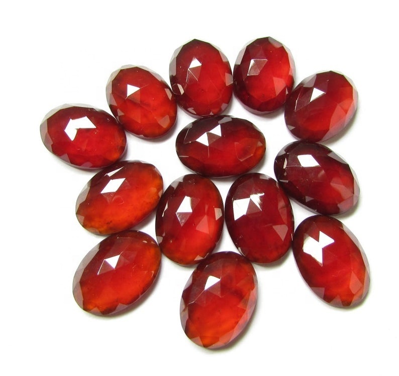 8x10mm Hessonite Garnet Rose Cut Oval Loose Gemstones Grade: Aaa