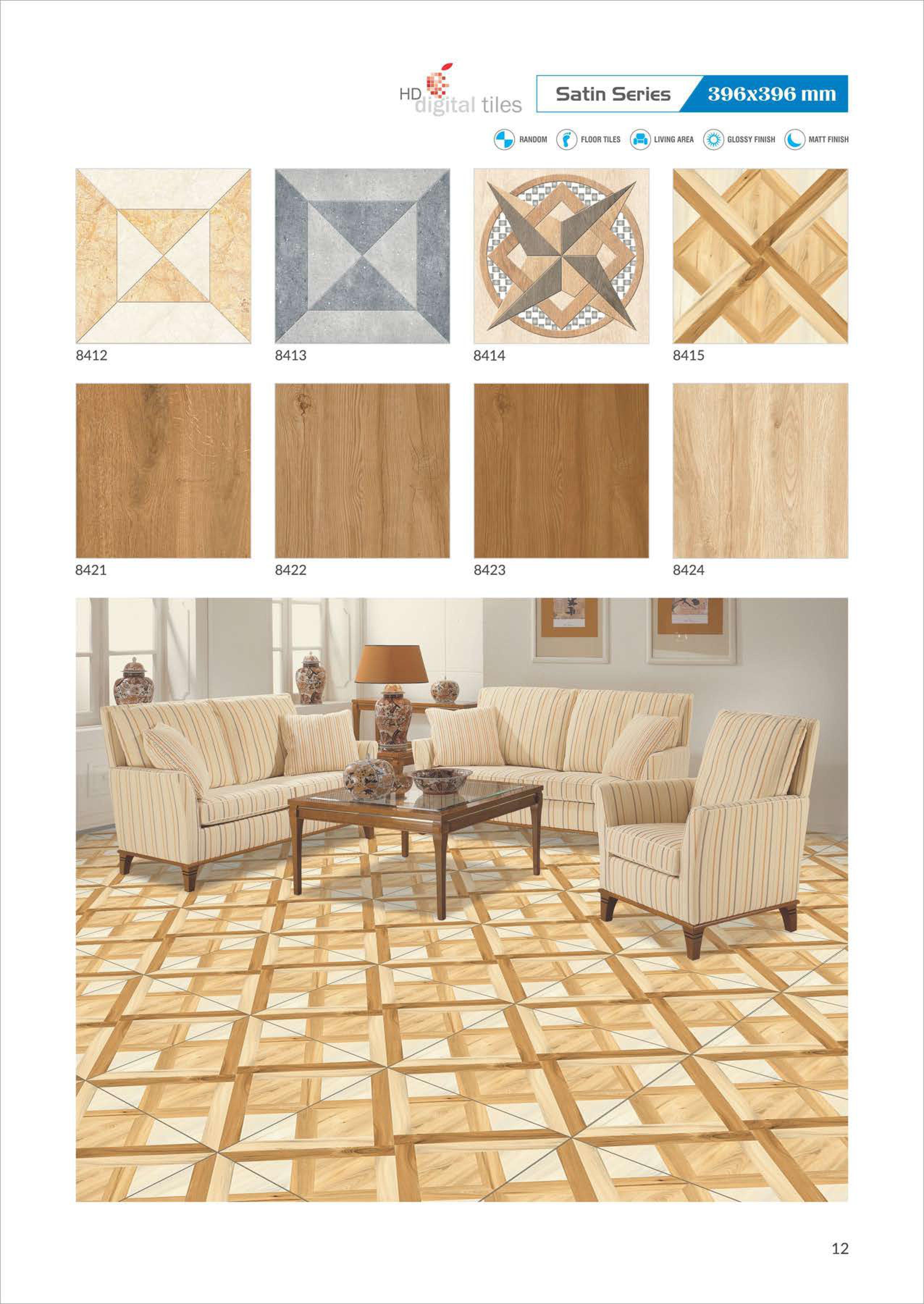 Digital Color Ceramic Tiles - 400x400 Mm, Glazed Super Glossy Finish | Premium Grade With Customization And Easy Cleaning Features