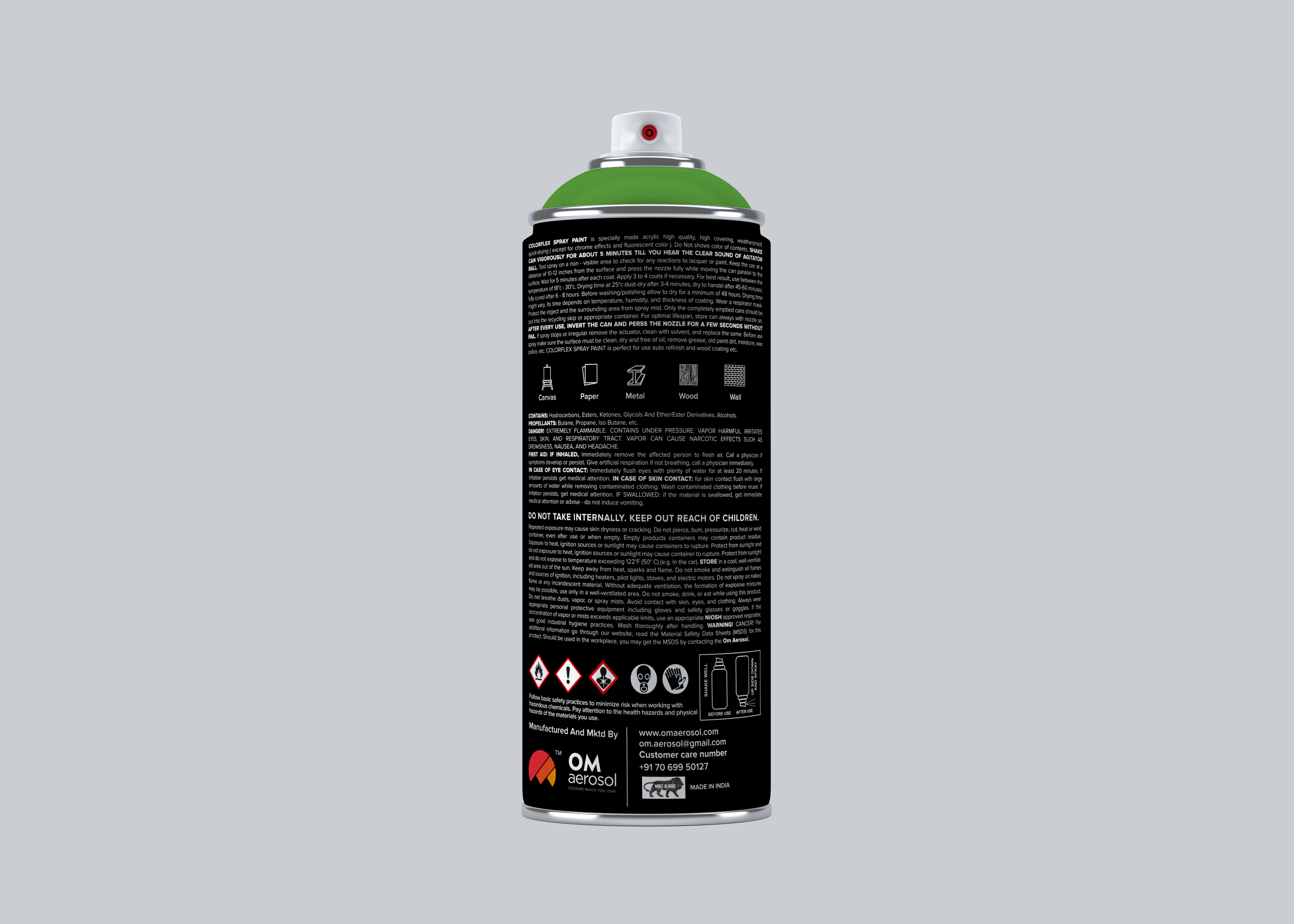 Colorflex Acrylic Spray Paint - 3 Years Shelf Life, Smooth Green Finish | Next-generation Eco-friendly Formula, Fast-drying, Weather-resistant