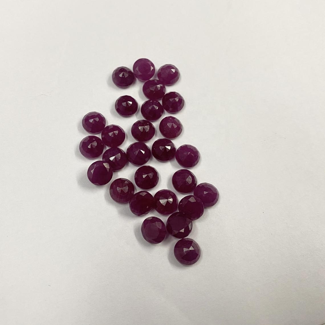 7mm Ruby Faceted Round Loose Gemstones Grade: Aaa