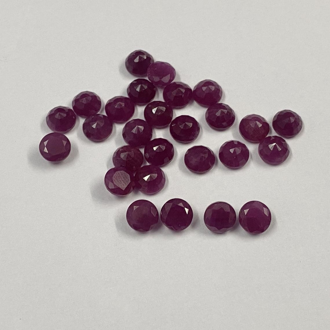 7mm Ruby Faceted Round Loose Gemstones Grade: Aaa