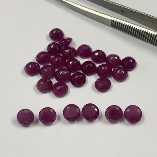 Ruby Gemstone - 8mm Faceted Round Natural Ruby, AAA Quality, Excellent Cut, Deep Red Color
