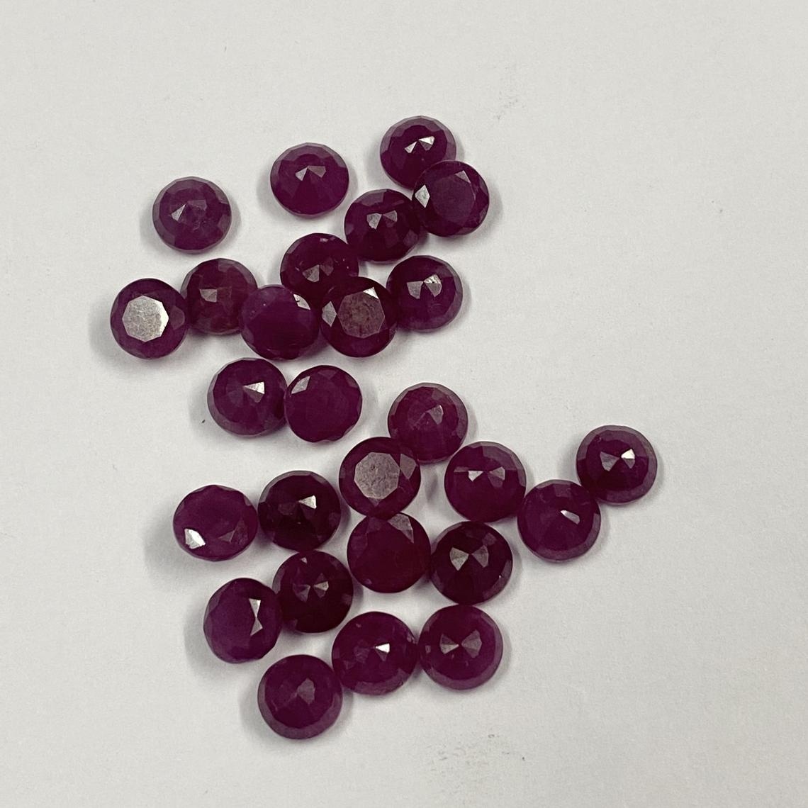 8mm Ruby Faceted Round Loose Gemstones Grade: Aaa