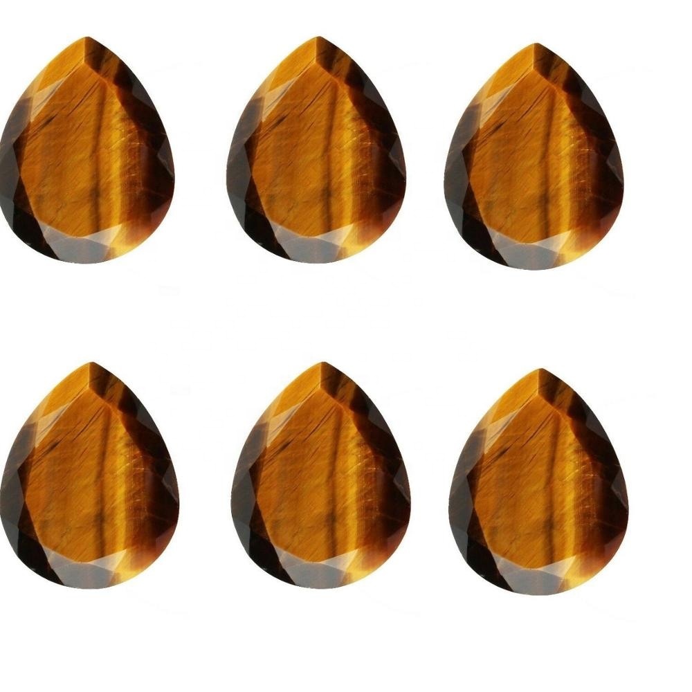 6x9mm Tiger Eye Faceted Pear Loose Gemstones Grade: Aaa