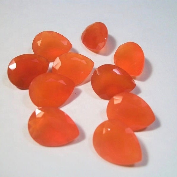 Carnelian Loose Gemstones - 7x10mm Faceted Pear , Aaa Quality Natural Orange Stone