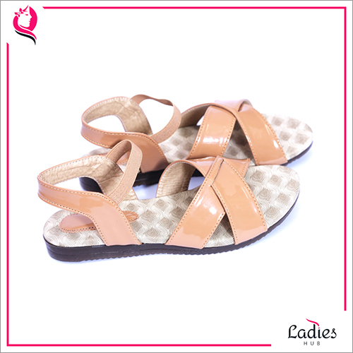 Brown Ladies Hub Casual Ankle Strap Flat Ladies Sandals