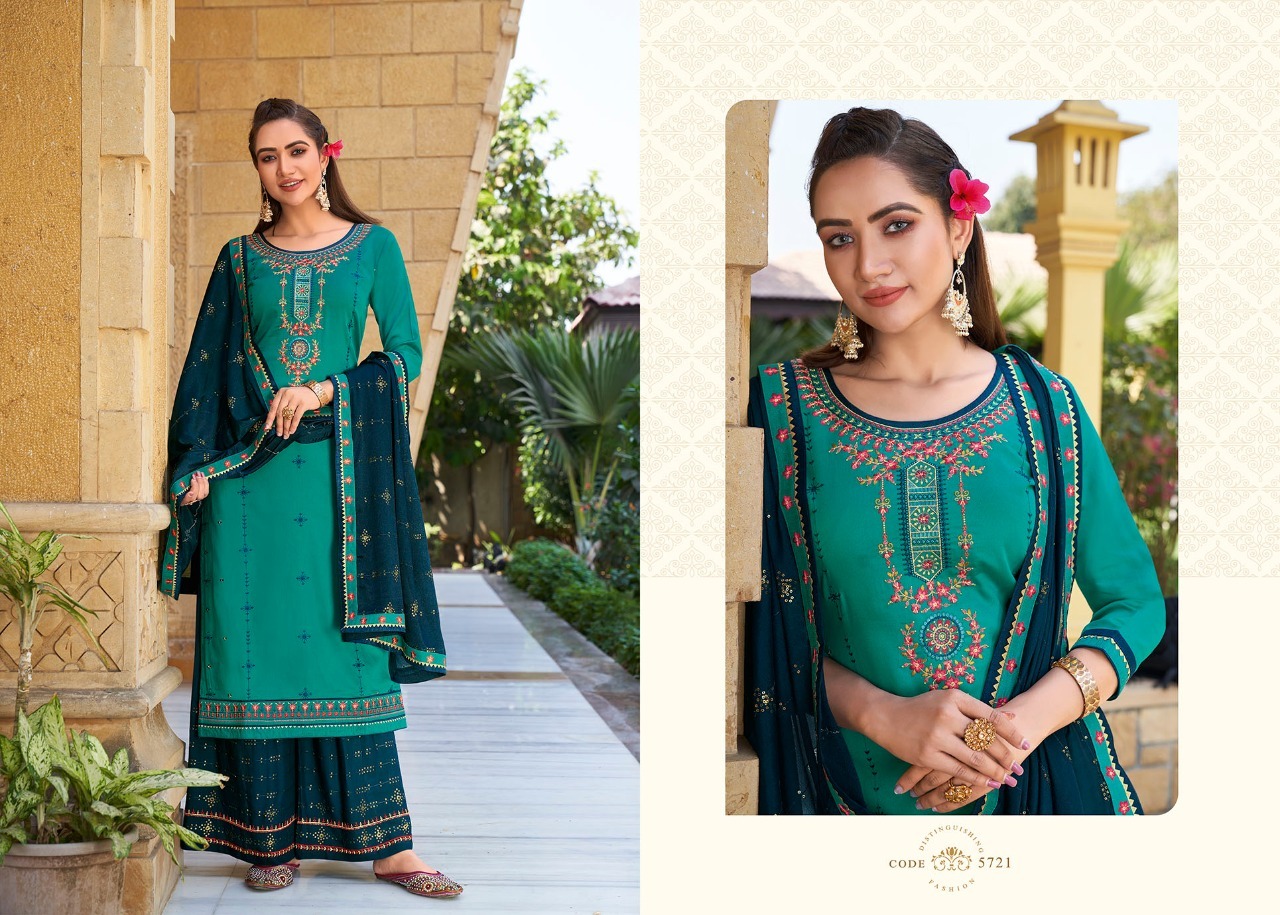 Multi Color Kessi Safari Premium Jam Silk With Embroidery Work Dress Material Catalog