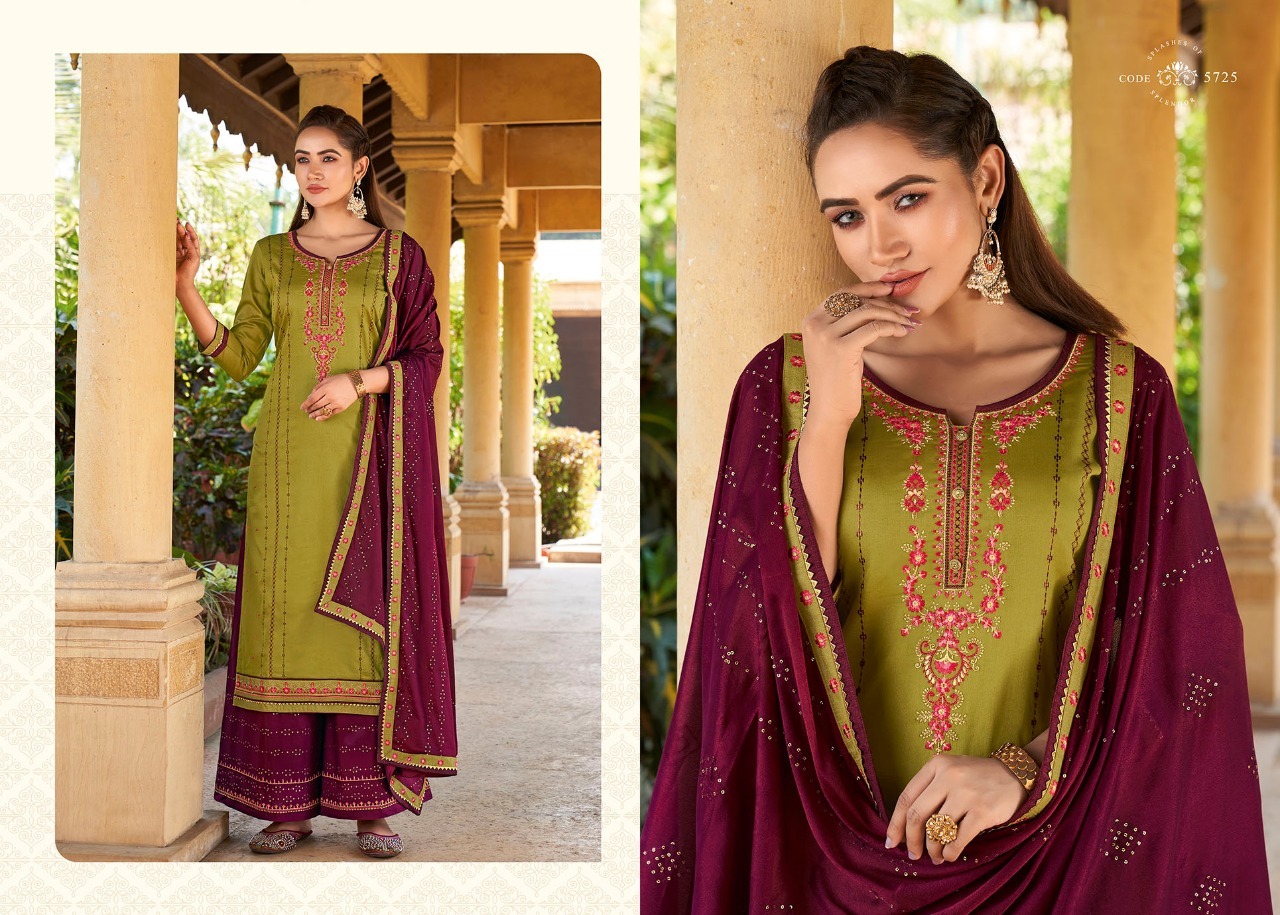 Multi Color Kessi Safari Premium Jam Silk With Embroidery Work Dress Material Catalog