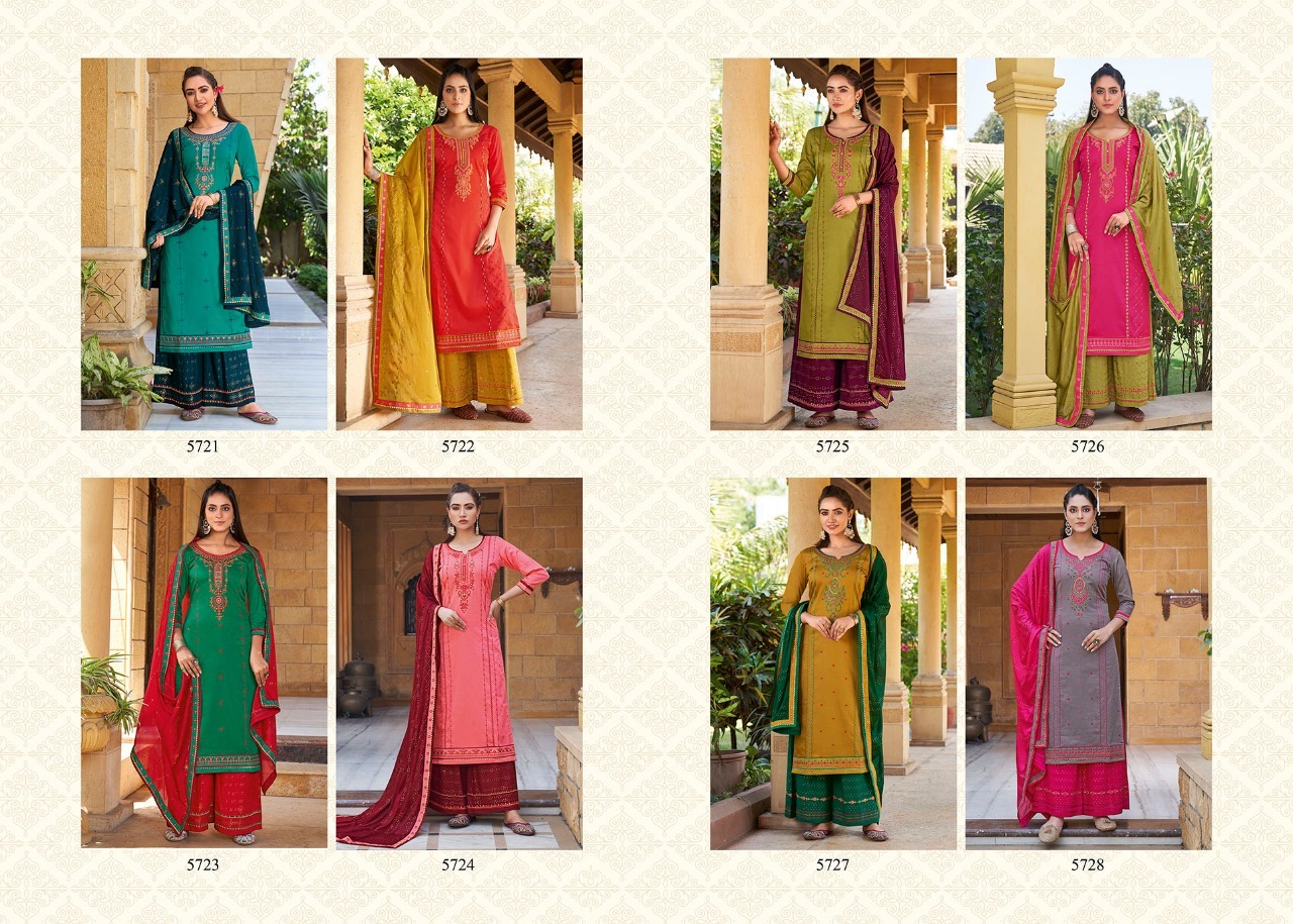 Multi Color Kessi Safari Premium Jam Silk With Embroidery Work Dress Material Catalog