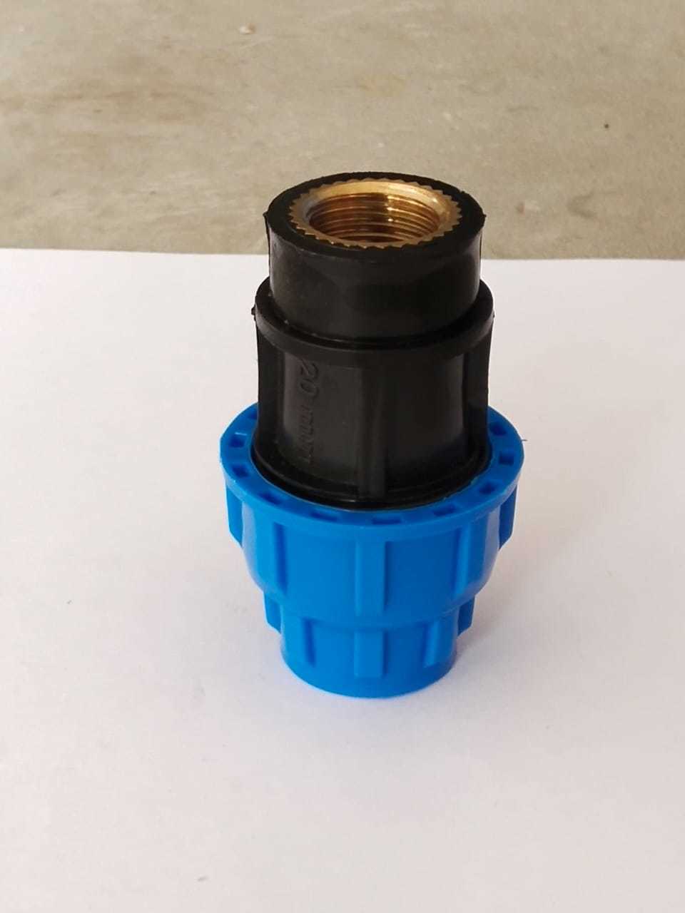 Mdpe Compression Brass Threaded Fta - Plastic Material, Male Connection, Blue & Black Color | Warranty Included For Reliable Performance