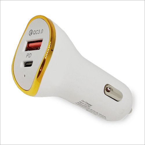 Car Charger - ABS Plastic, 50mm x 30mm x 25mm | CE, FCC, RoHS Certified, Output 5V/3A, 9V/2A, 12V/1.5A, Lightweight 30g, Sleek White Design