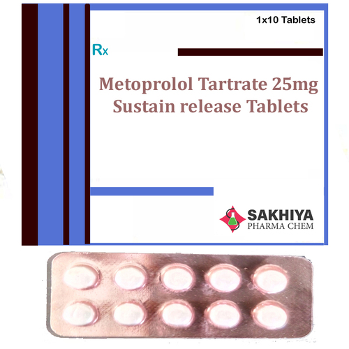 Metoprolol Tartrate Tablets - 25mg Sr, 1 Box | Suitable for High Blood Pressure, Dosage: 3 Tablets/Day