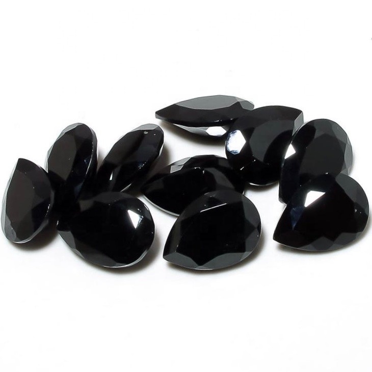 7x10mm Black Spinel Faceted Pear Loose Gemstones Grade: Aaa