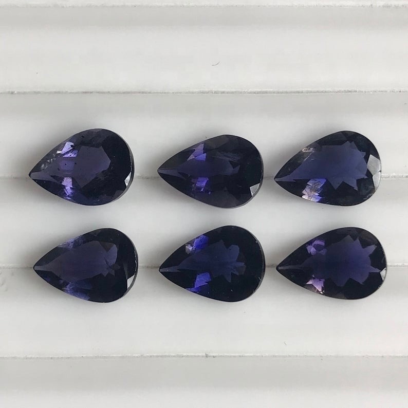 7x9mm Iolite Faceted Pear Loose Gemstones Grade: Aaa