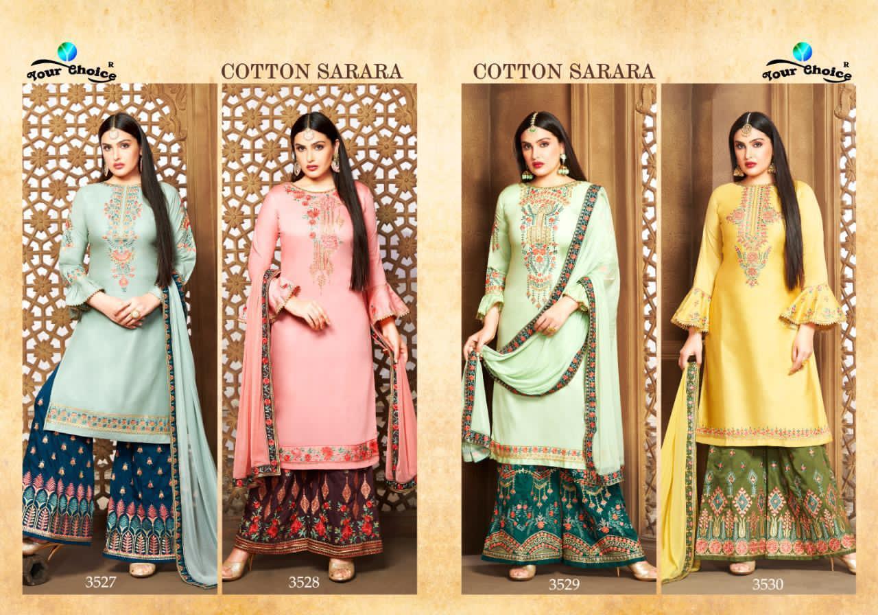 Multi Color Your Choice Cotton Sarara Jam Silk Sharara Style Salwar Suit Catalog