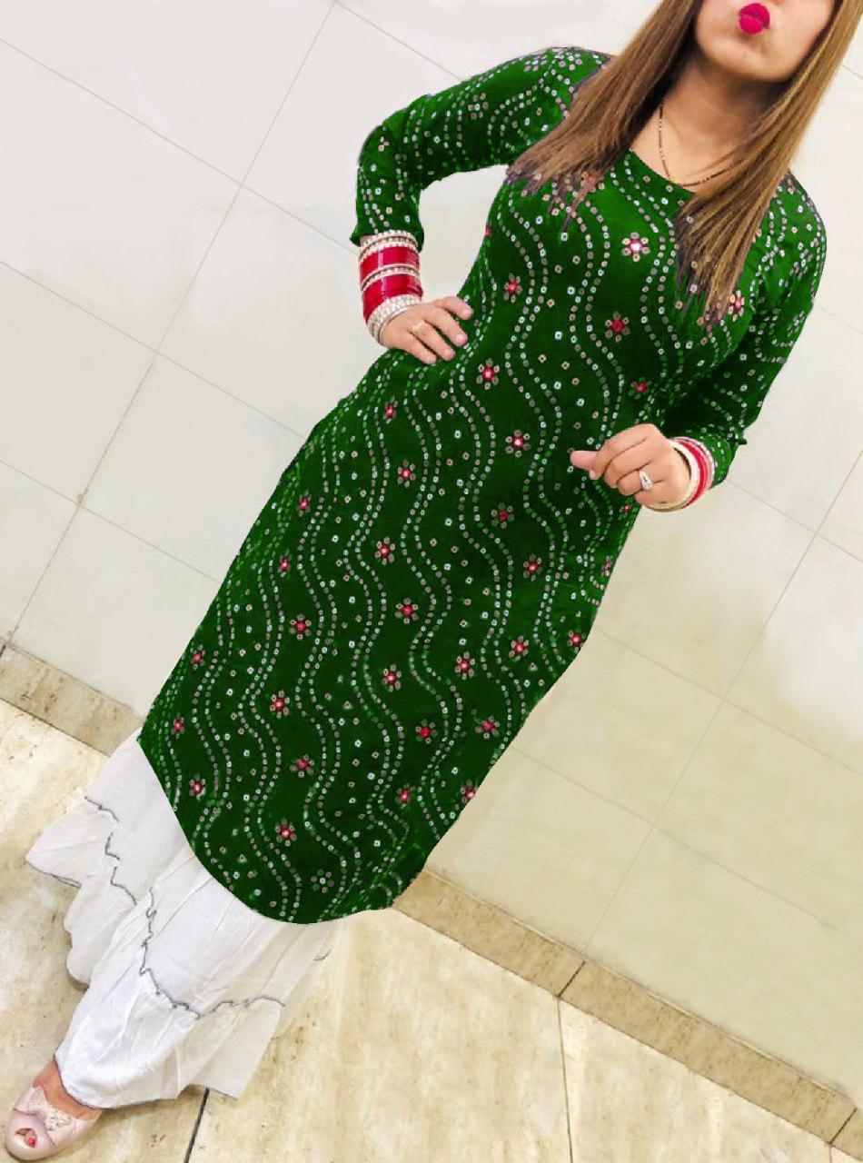 Rayon Kurti Palazo - Cotton & Rayon Size L & Xxl Printed Design With Full Long Sleeves | Breathable & Washable Casual Ethnic Wear For Ladies
