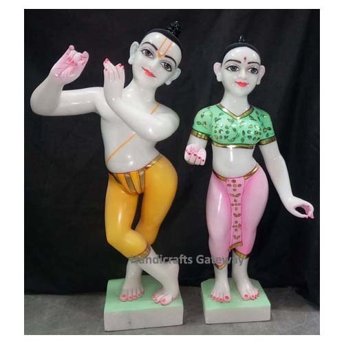White Handmade Marble Iskcon Radha Krishna Idol