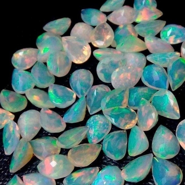 6x9mm Ethiopian Opal Faceted Pear Loose Gemstones Grade: Aaa
