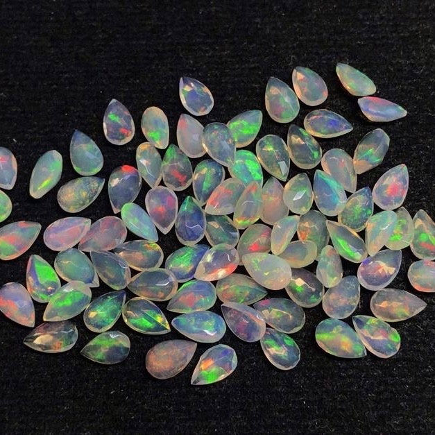 7x10mm Ethiopian Opal Faceted Pear Loose Gemstones Grade: Aaa