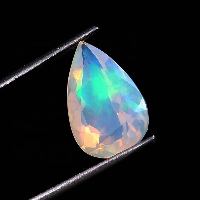 7x10mm Ethiopian Opal Faceted Pear Loose Gemstones Grade: Aaa