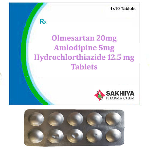 ओल्मेसार्टन 20mg + Amlodipine 5mg + हाइड्रोक्लोरोथियाज़ाइड 12.5mg टैबलेट सामान्य दवाएं