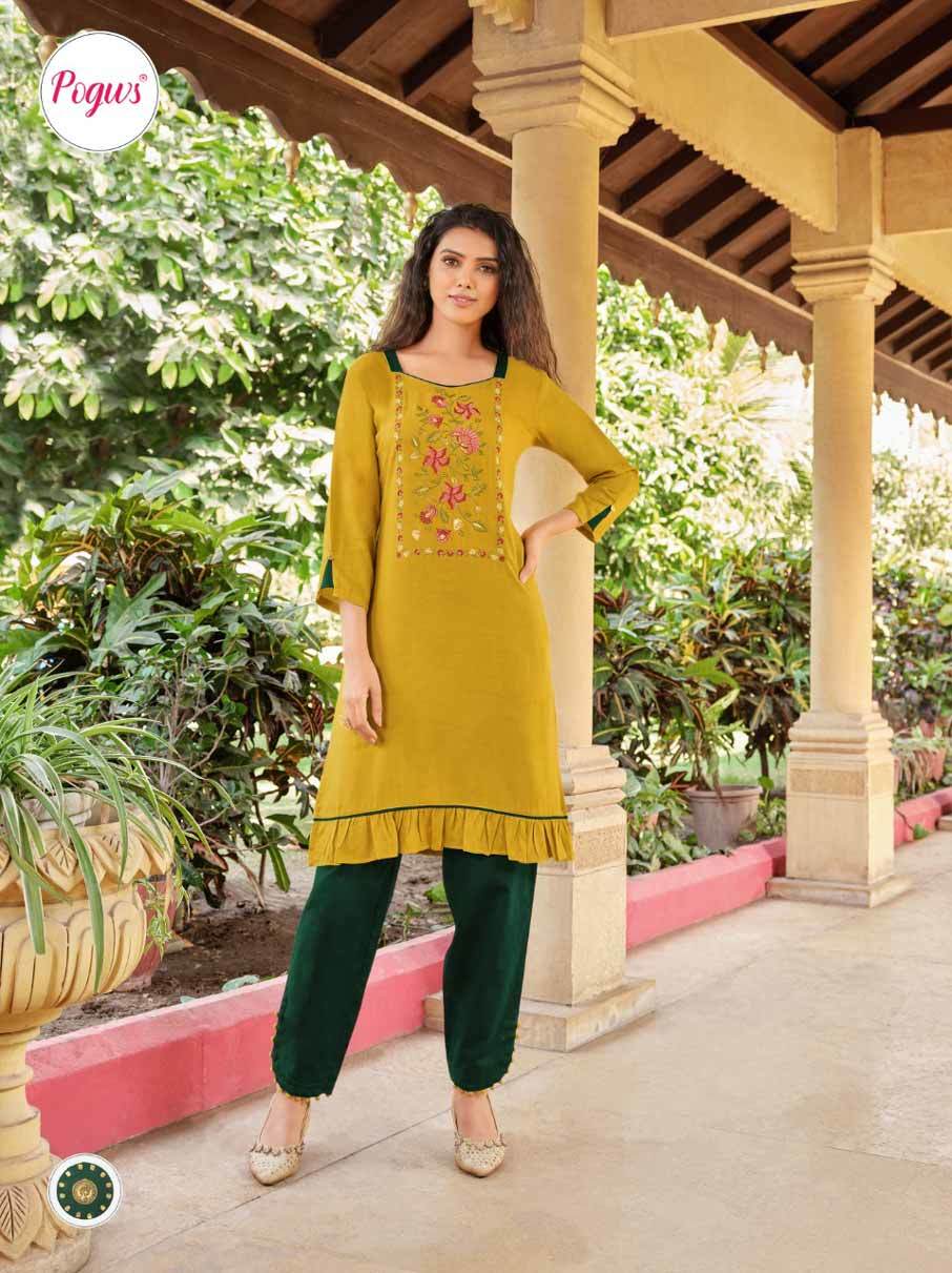 Dry Cleaning Libena Vol-1 Rayon (14kg) With Embroidery Kurtis With Pant
