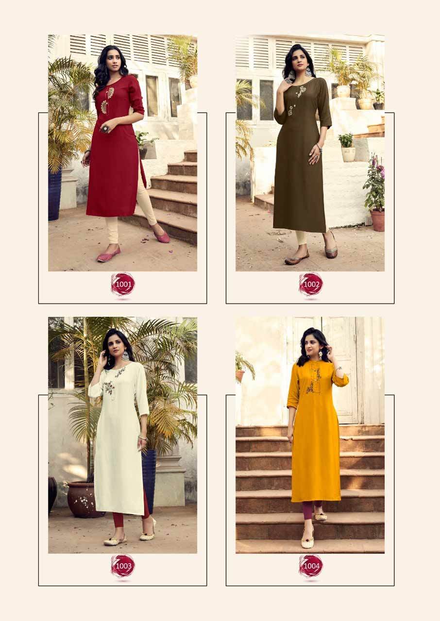 Mohini By Banwery Rayon Embroidery Kurtis - 14kg Rayon, 46" Length, Sizes M(38)-xxl(44) | 3-4th Sleeve, Embroidered Pattern, Traditional Ethnic Party Wear