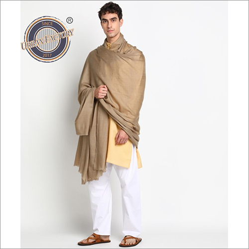 Brown Pashmina Fine Wool Plain Lohi Shawl For Men