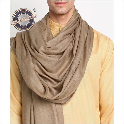 Brown Pashmina Fine Wool Plain Lohi Shawl For Men