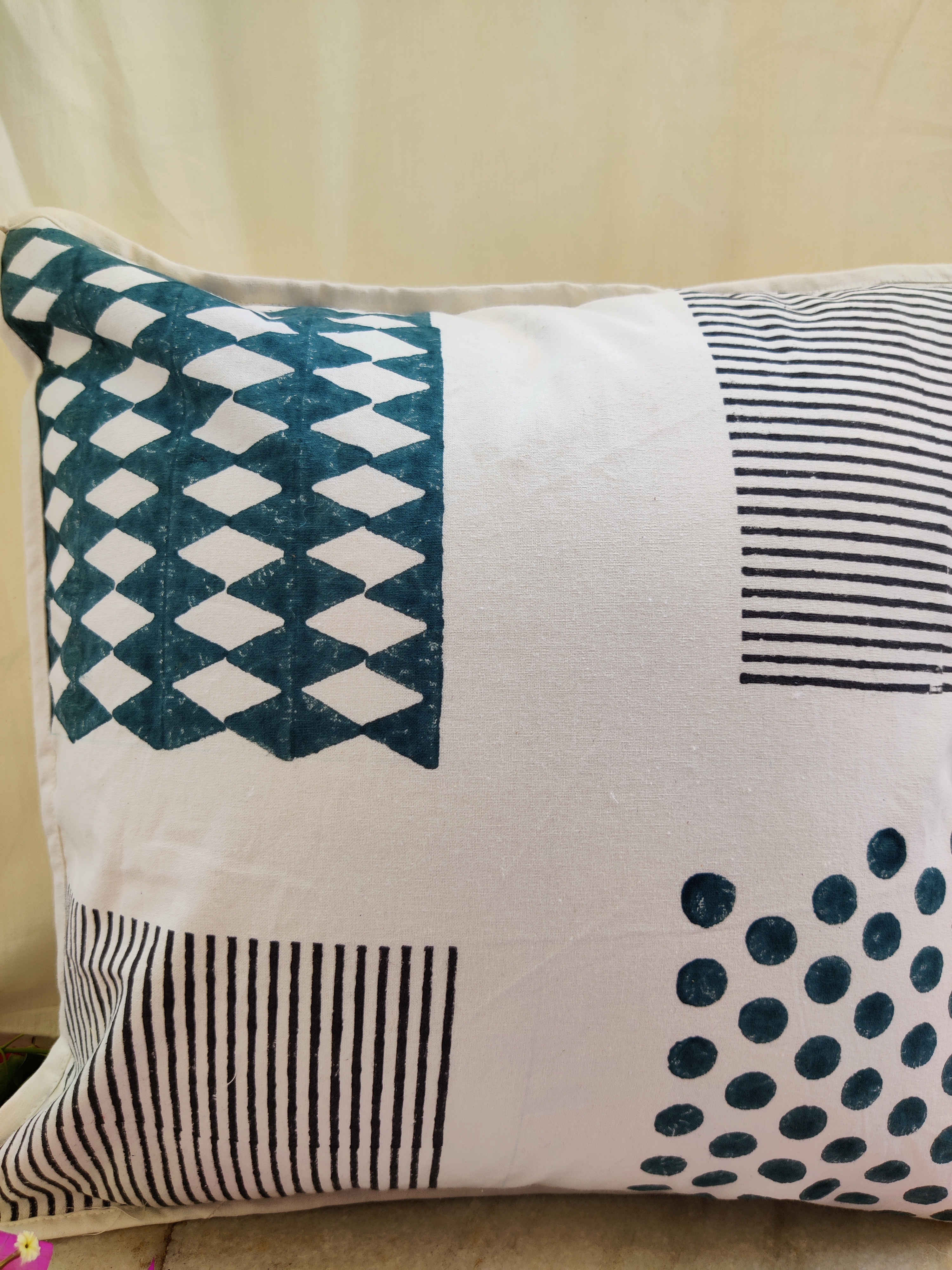 Cushion Cover - 100% Cotton, 16x16 Inch | Customized Logos, Printed Pattern For Garden Furniture, Home, Hotel Usage