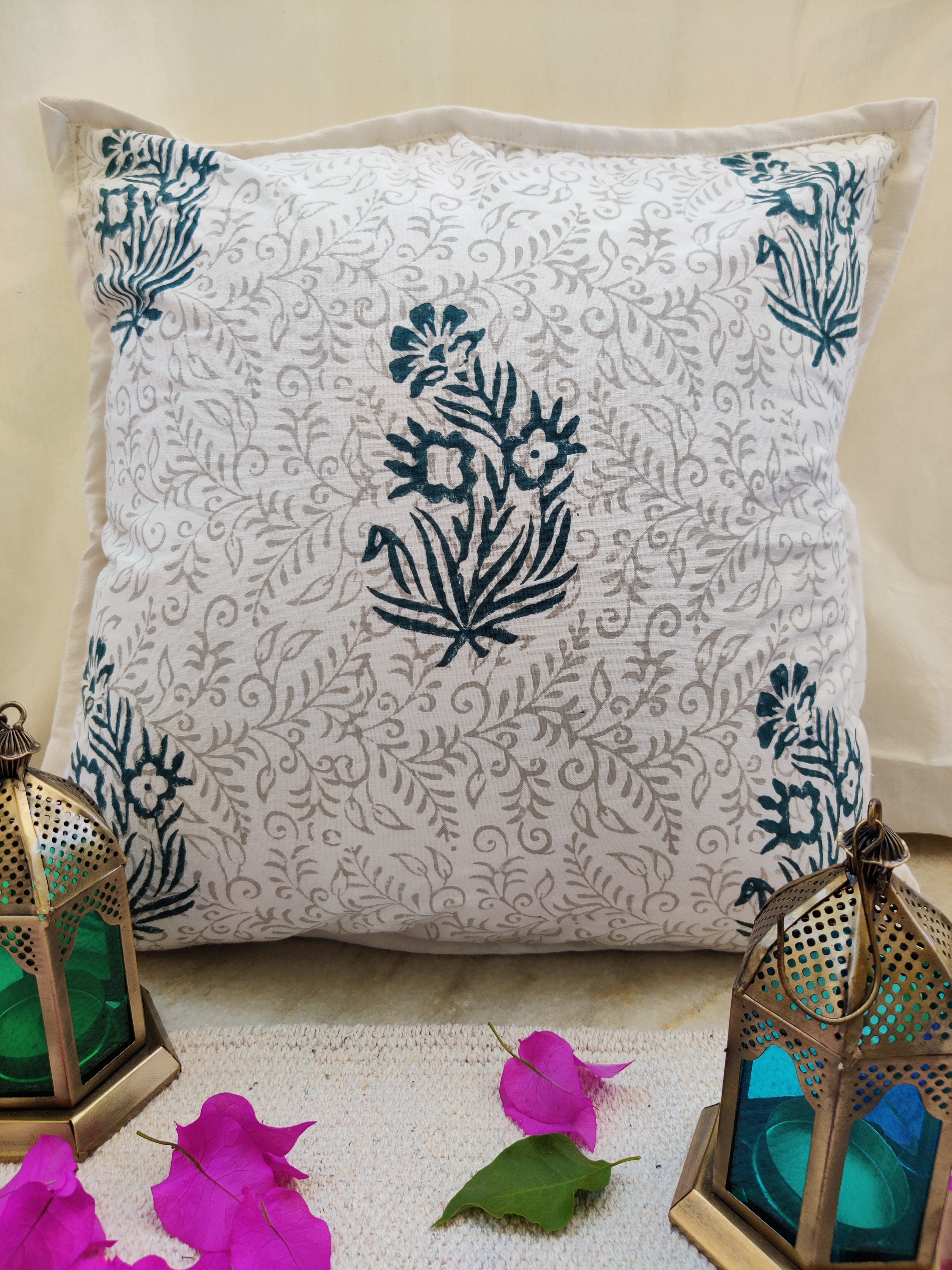Cushion Cover - 100% Cotton, 16x16 Inch | Customized Logos, Printed Pattern For Garden Furniture, Home, Hotel Usage