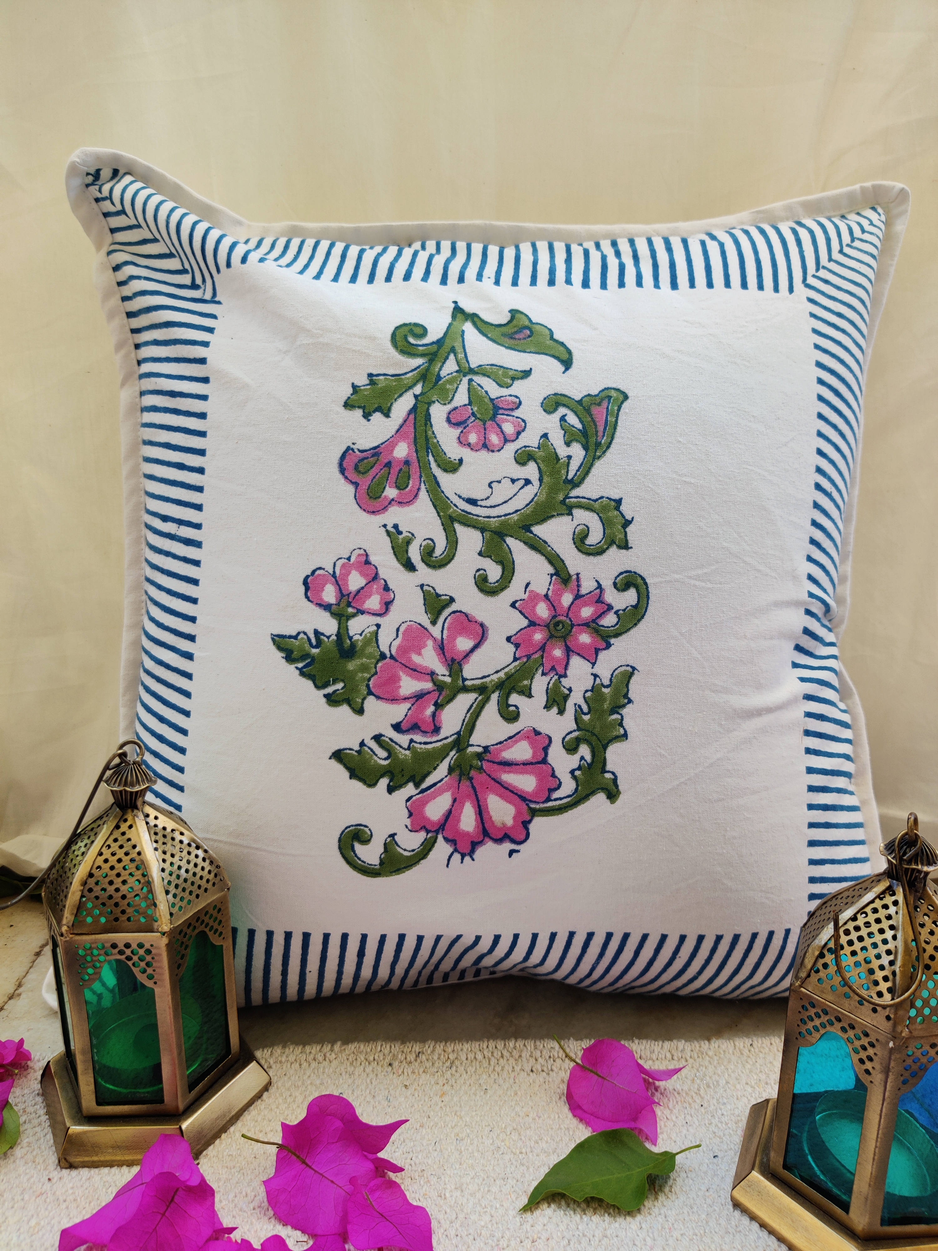 Cushion Cover - 100% Cotton, 16x16 Inch | Customized Logos, Printed Pattern For Garden Furniture, Home, Hotel Usage