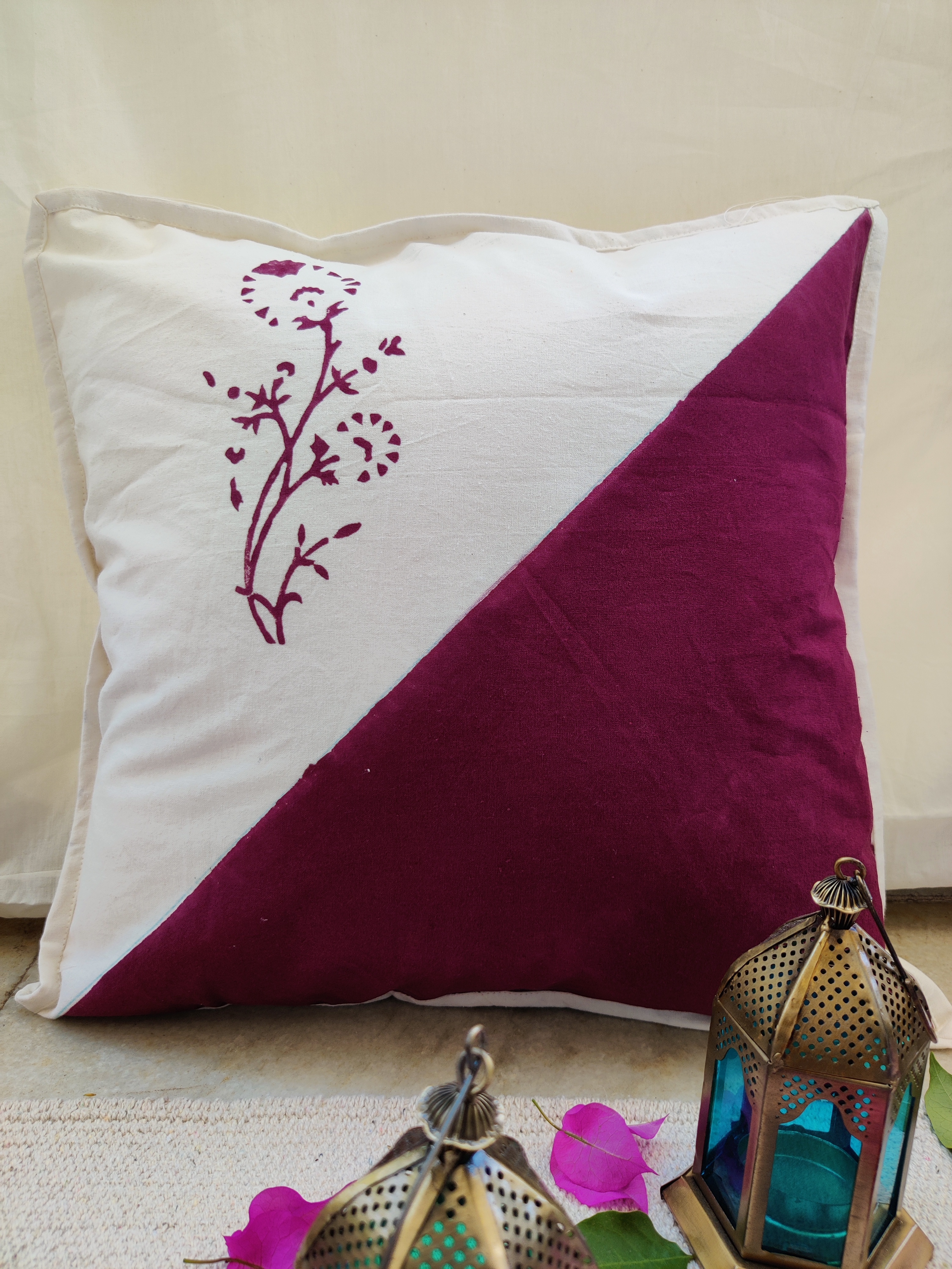 Cushion Cover - 100% Cotton, 16x16 Inch | Customized Logos, Printed Pattern For Garden Furniture, Home, Hotel Usage